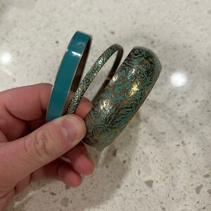 Set of Teal and Gold Bangles